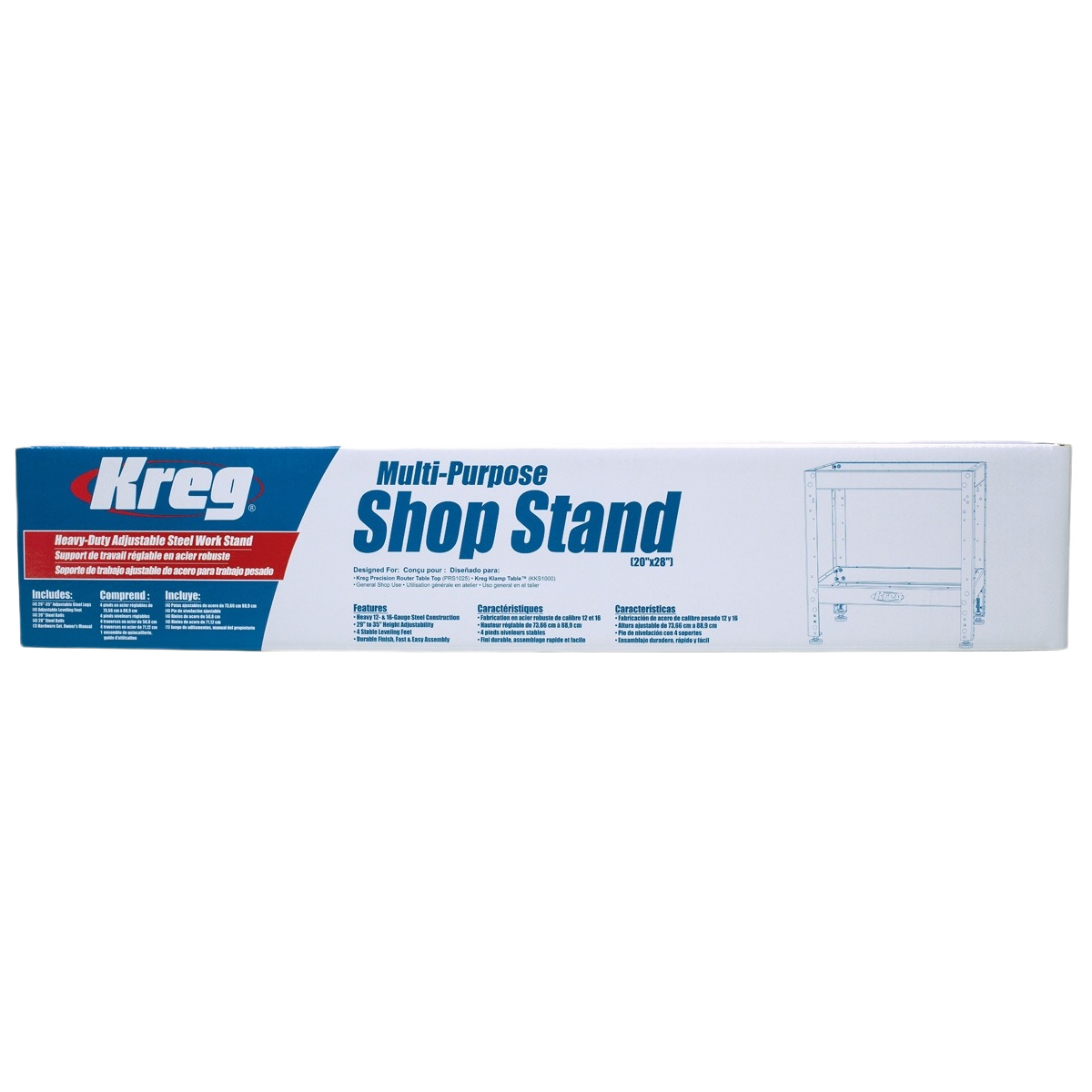 Boxed Kreg adjustable heavy-duty steel shop stand for workshop use in tool accessories and home improvement