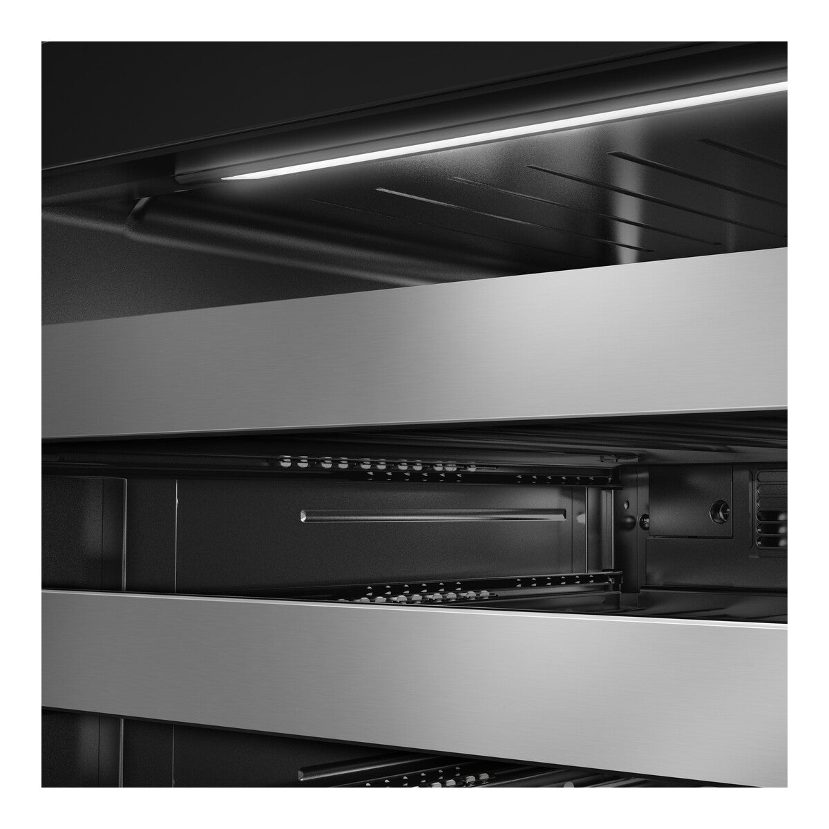 24-Inch Undercounter Wine Cellar with Left Door Swing and 46-Bottle Capacity with Full-Extension Metal-Front Racks in Stainless Steel