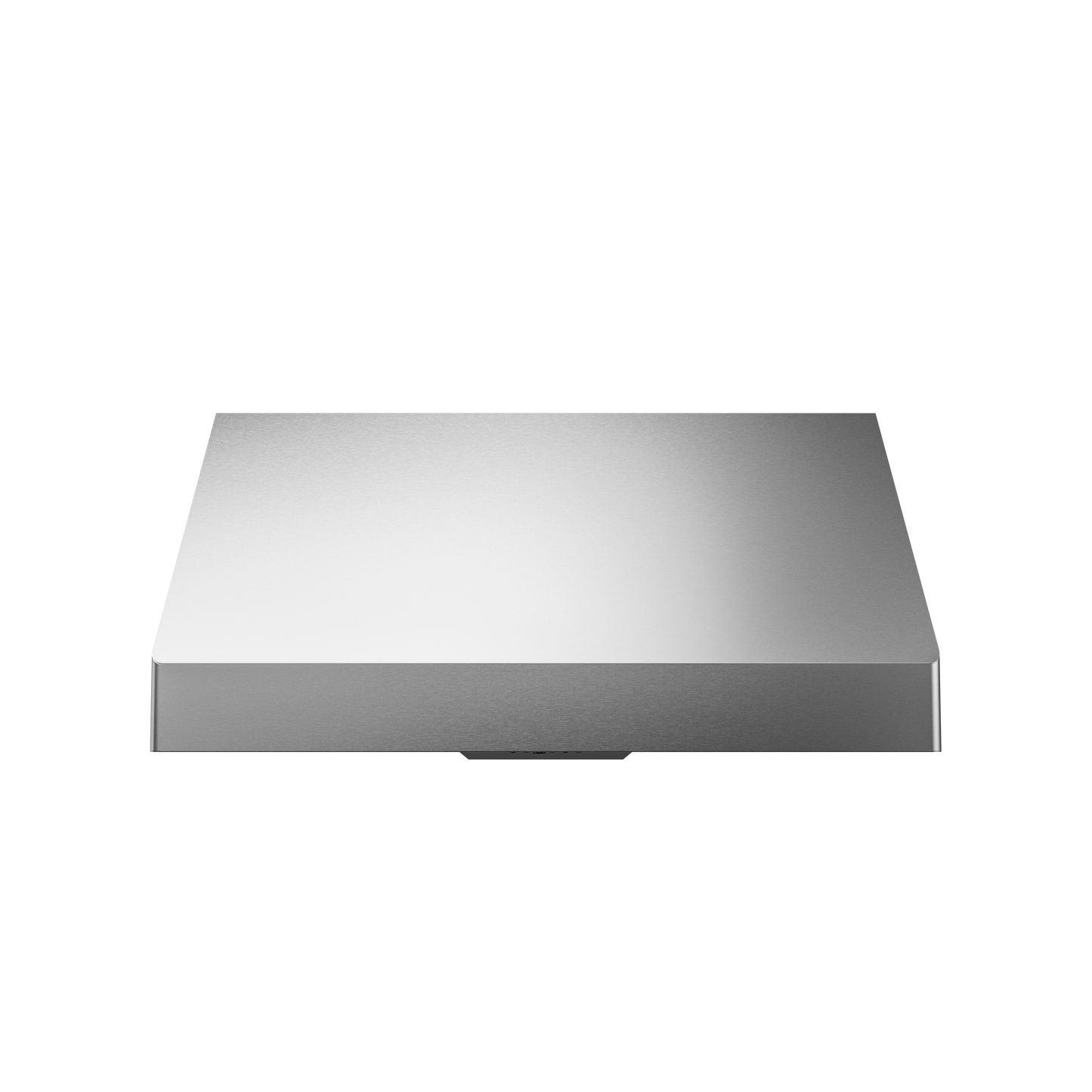 Stainless steel canopy hood with sleek minimalist design for kitchen ventilation and home improvement use