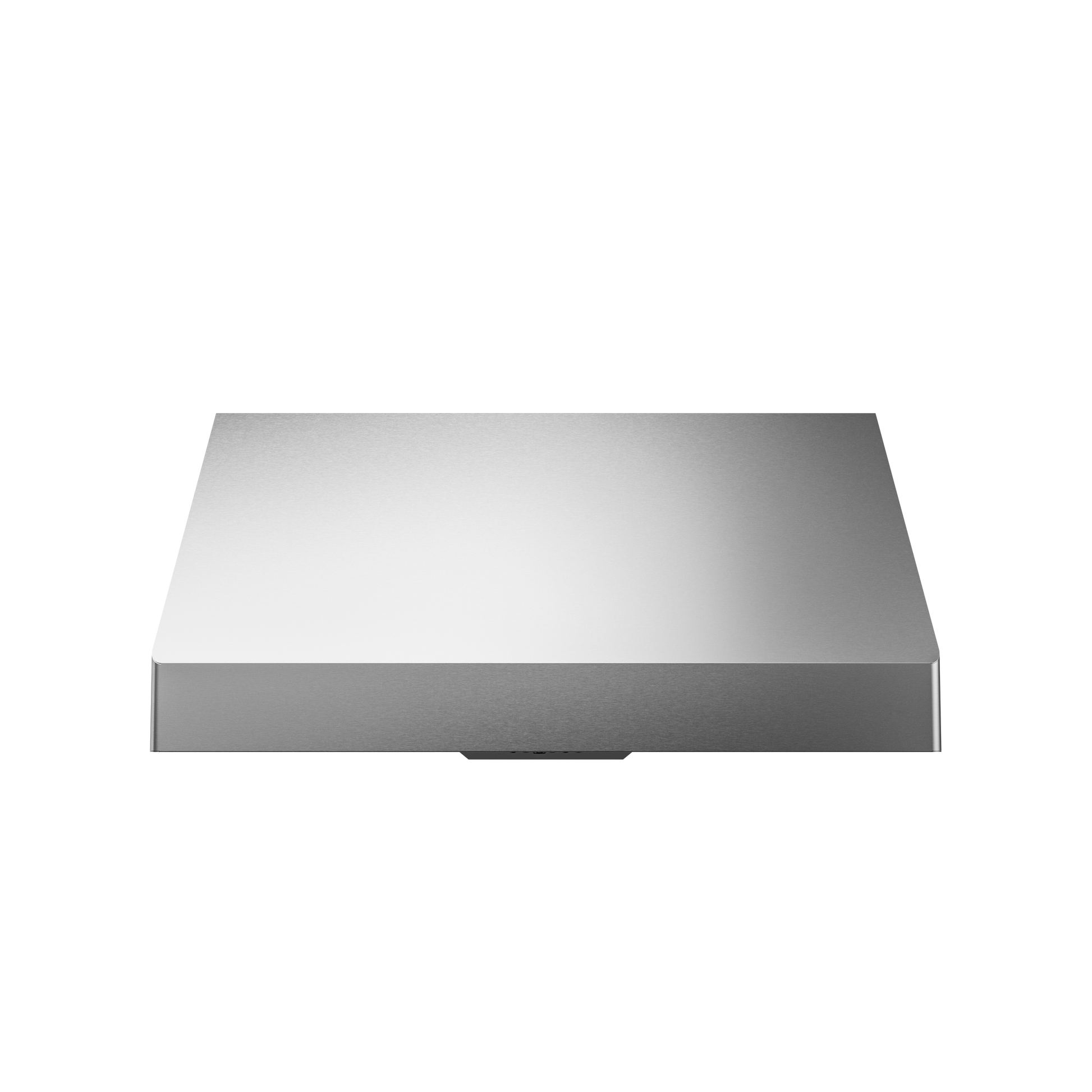 Stainless steel canopy hood with sleek minimalist design for kitchen ventilation and home improvement use
