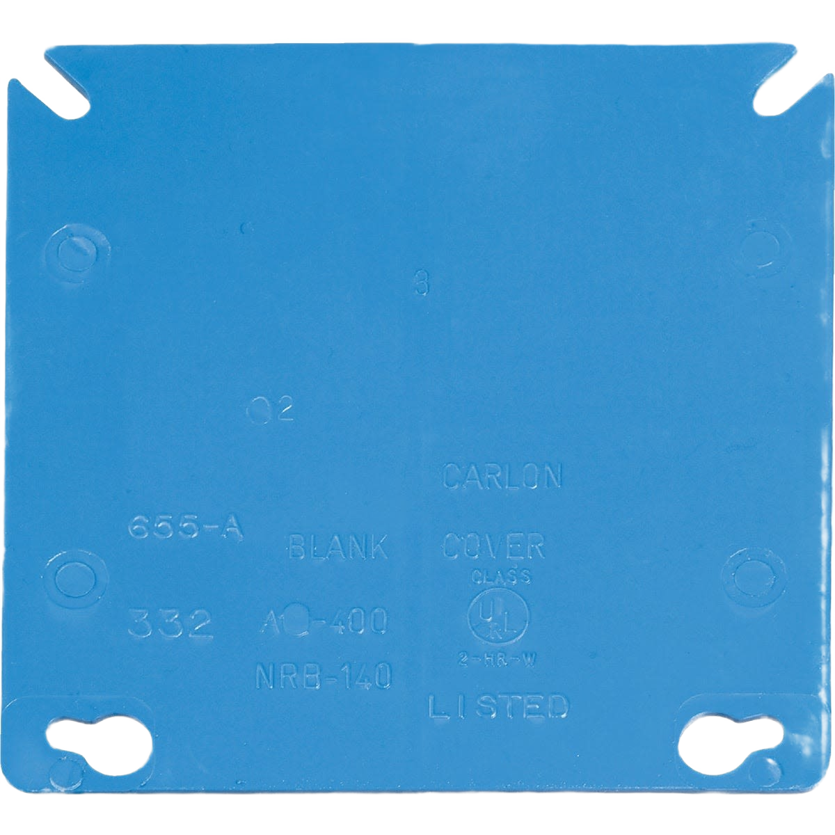 Blue square raised cover made of durable plastic for home improvement and electrical applications