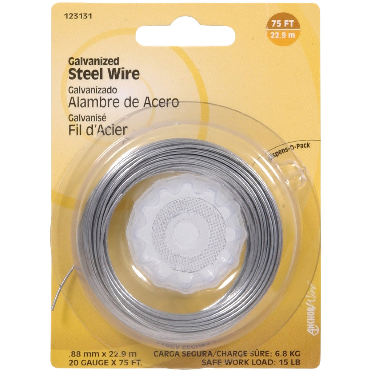 75 ft galvanized steel wire coil in packaging for home improvement and general hardware use