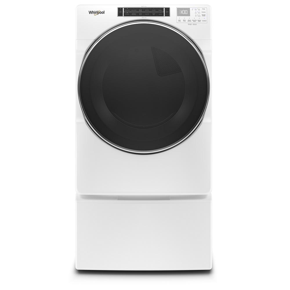 White front load electric dryer with large black round door and digital control panel from Electric Dryers collection