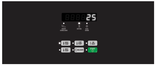 Digital control panel with LED display and temperature settings for commercial electric dryer in Electric Dryers collection