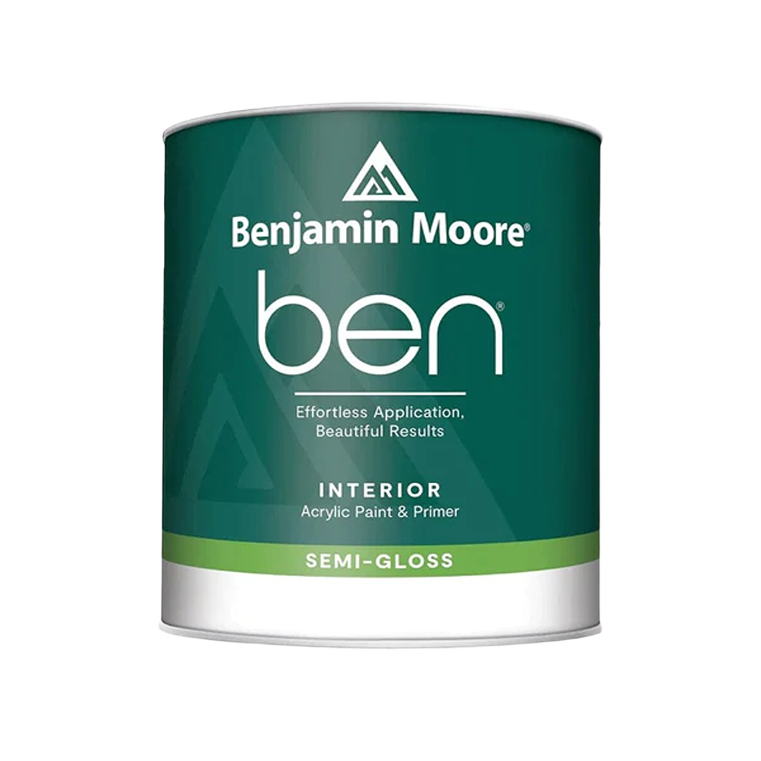 Benjamin Moore Ben acrylic semi-gloss interior paint and primer in quart can for home improvement collections