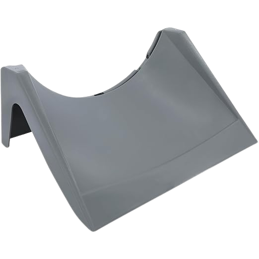 Gray plastic dustpan attachment designed to fit 5-gallon buckets for convenient cleaning in home improvement tasks