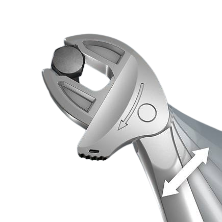 Close-up of silver Wera self-setting spanner gripping a hex nut with motion arrows for tool adjustment in home improvement tasks