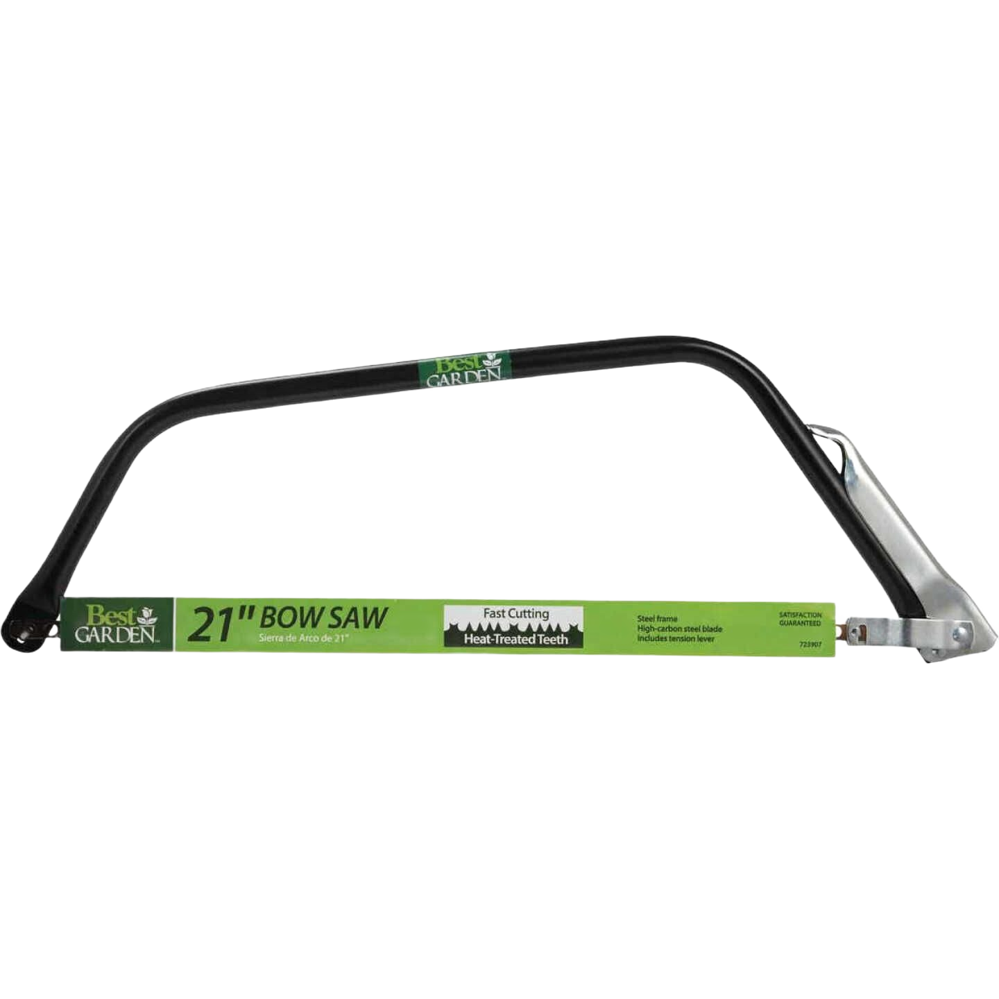 21-inch bow saw with black steel frame and heat-treated teeth for fast cutting in home improvement and garden tasks