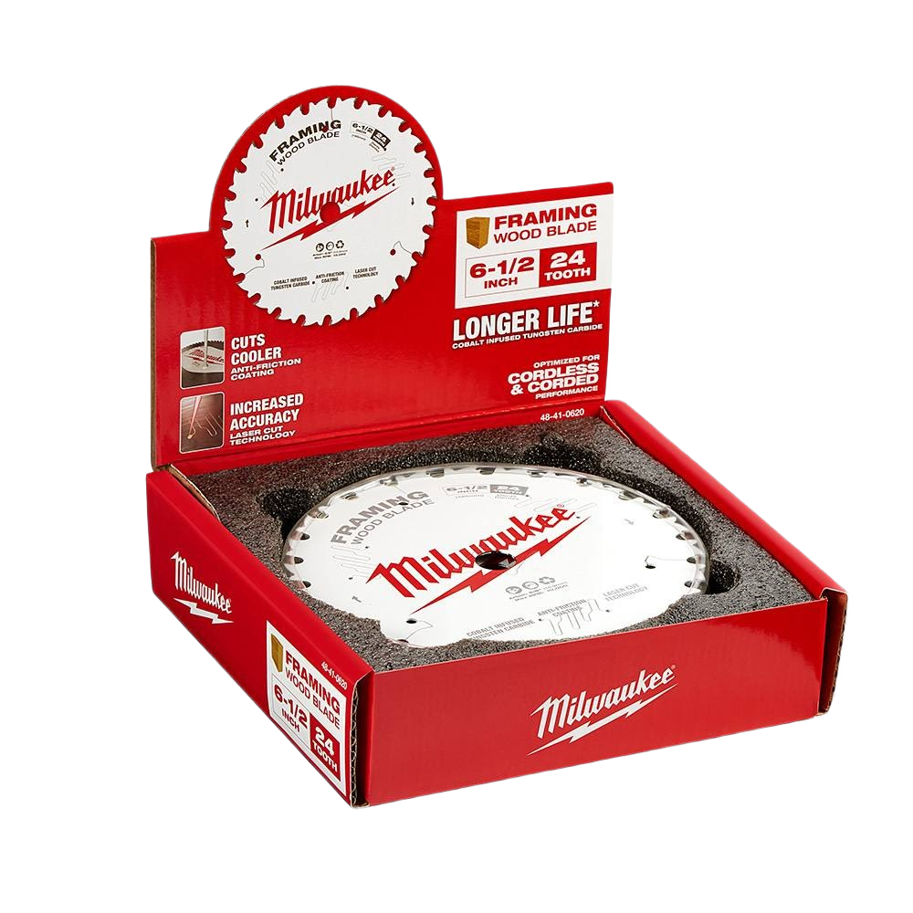 Milwaukee circular saw blade with 24 teeth and cobalt-infused tungsten carbide for woodworking tools accessories