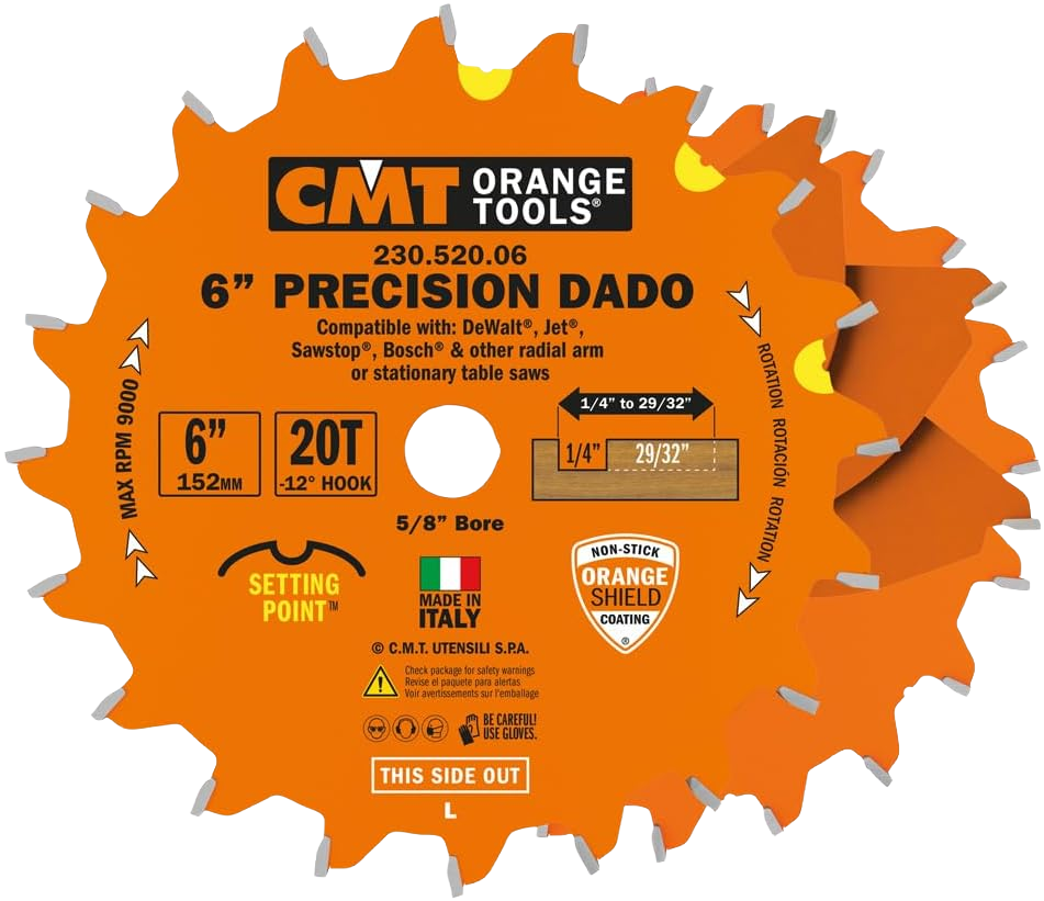 CMT Orange Tools 6" 20T Precision Dado Blade Set
