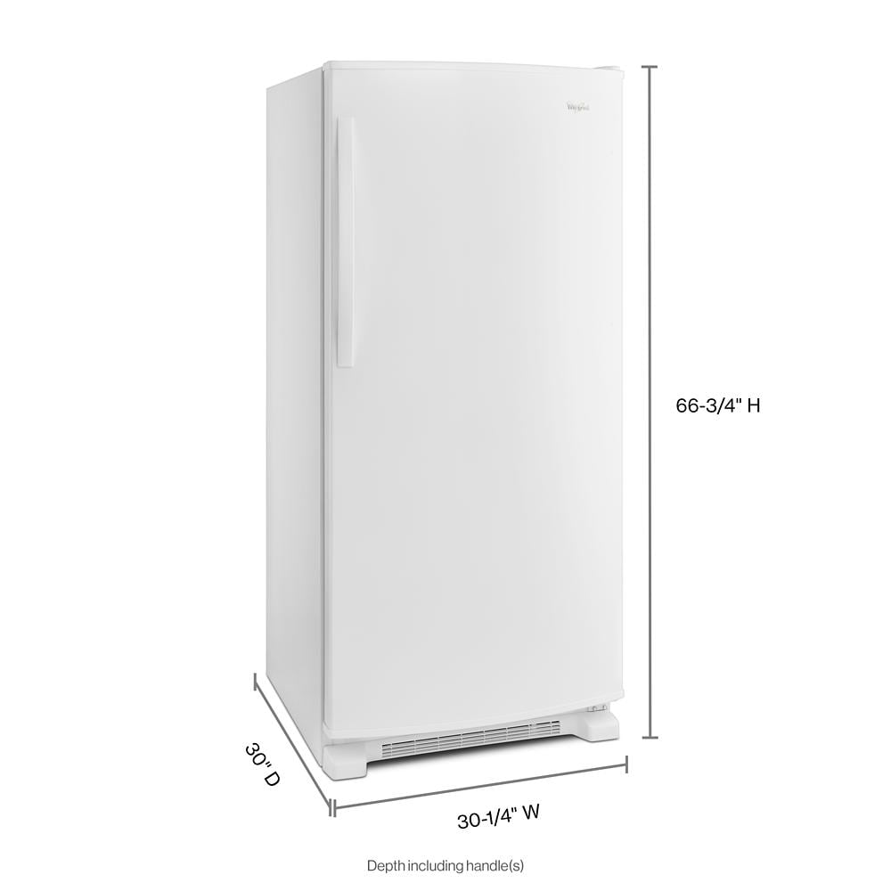 White upright refrigerator with single door and streamlined handle for kitchen and appliance collections