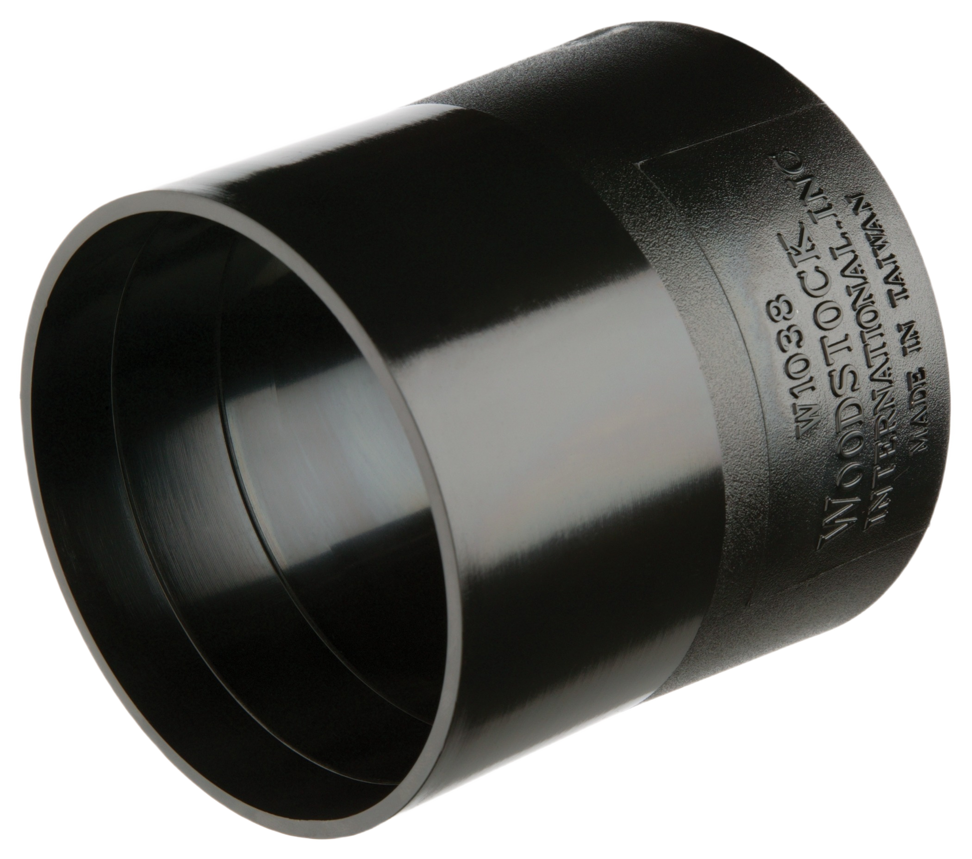 Black plastic hose quick disconnect adapter for 4-inch dust collection systems in woodworking tools and home improvement collections