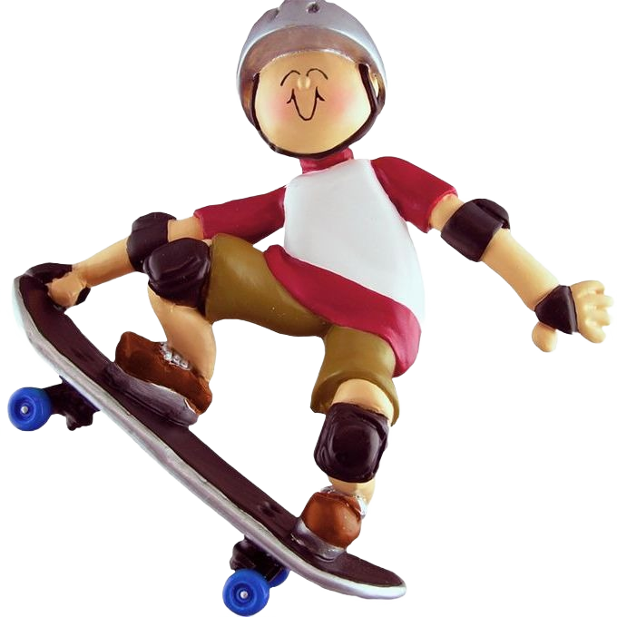 Handcrafted skateboarder figure ornament wearing helmet and pads for Christmas Ornaments & Tree Decorations under $50 collection