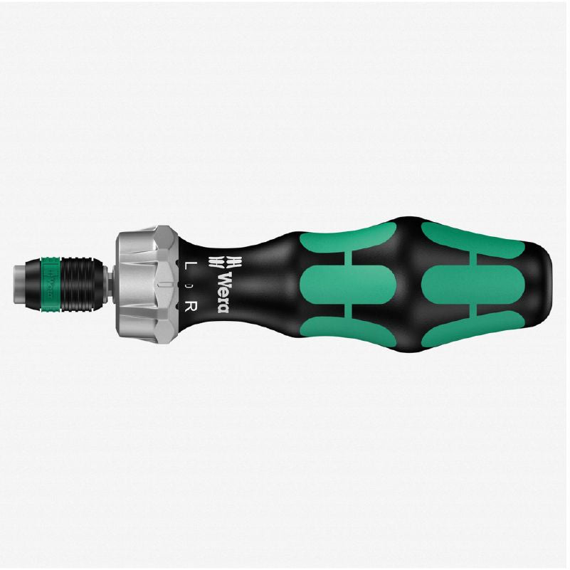 Black and green ergonomic ratchet screwdriver handle designed for comfortable grip in home improvement projects