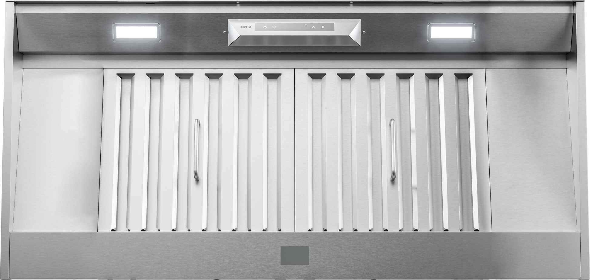stainless steel range hood insert with LED lighting and baffle filters for kitchen ventilation and home improvement
