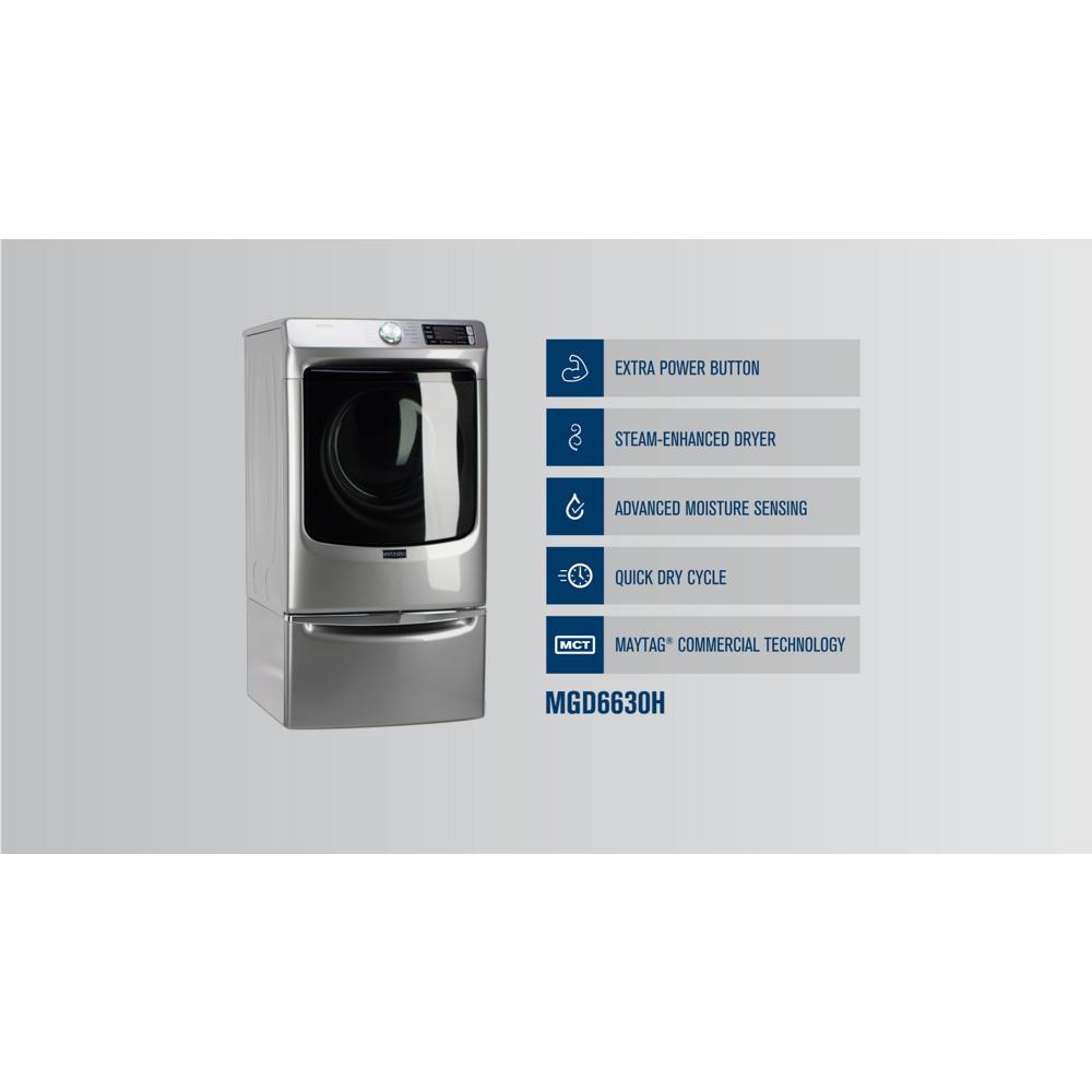 Silver front load gas dryer with extra power and quick dry features, advanced moisture sensing from Dryers collection