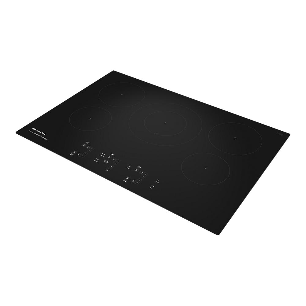 Black 30-inch induction cooktop with five cooking elements and sensor touch controls from KitchenAid Appliances collection