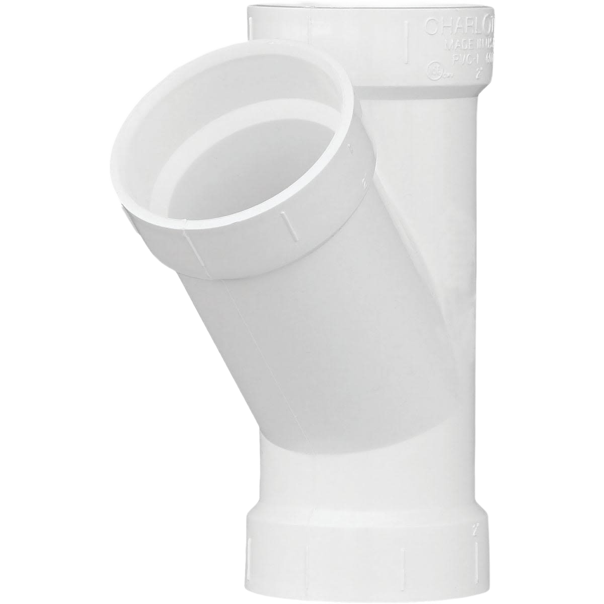 White PVC DWV hub wye pipe fitting for plumbing drainage and waste systems in pipes and fittings collection