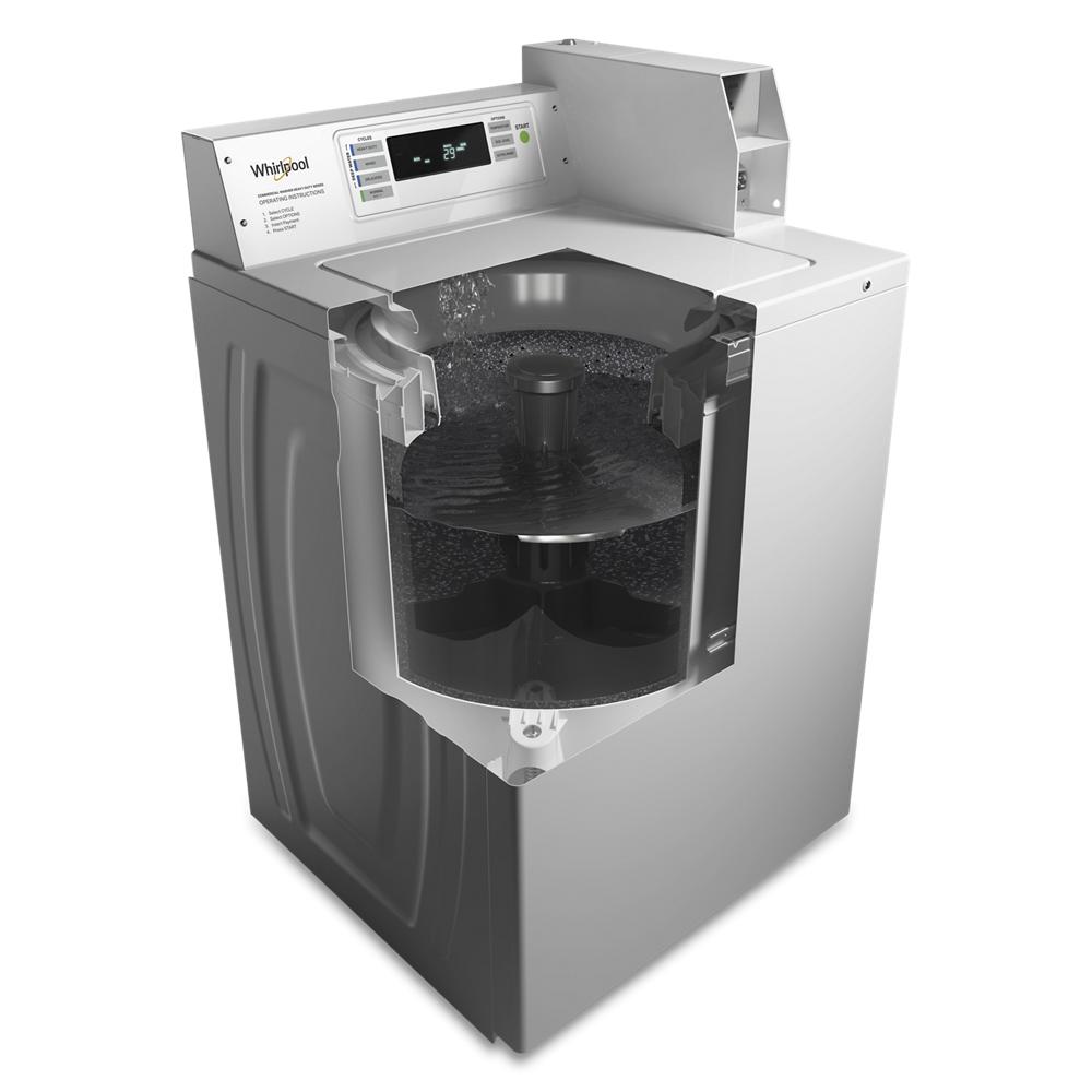 Silver commercial top-load washer with digital control panel and coin drop in washers and appliances collection