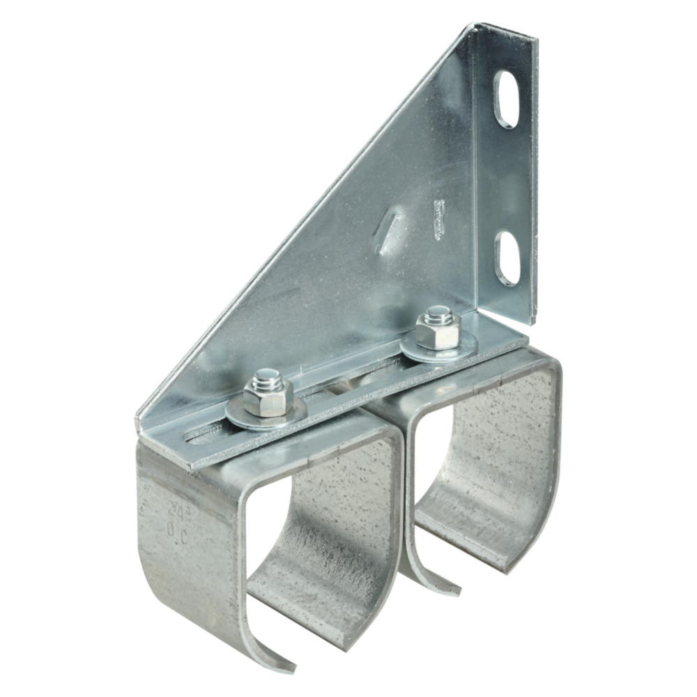 Adjustable galvanized double round rail bracket for barn doors on corrugated metal in hardware and barn door collections