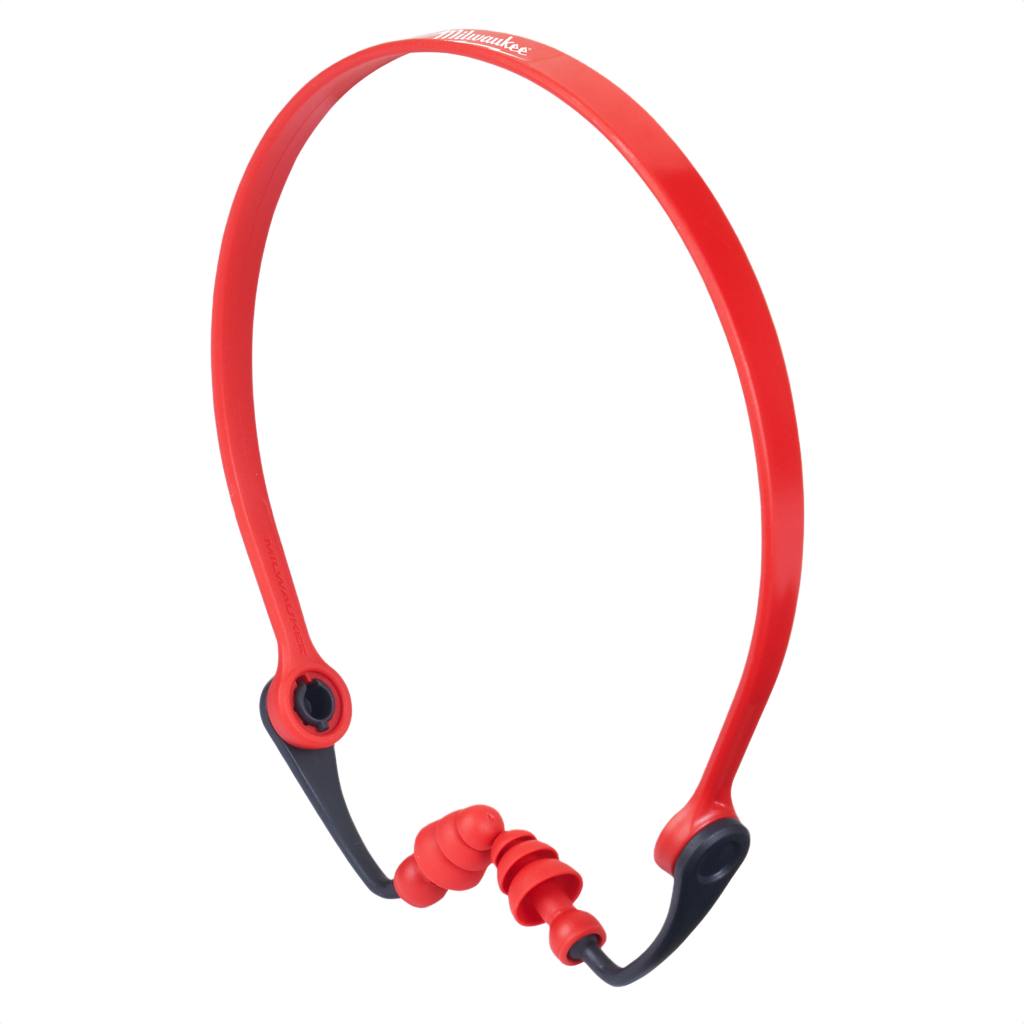 Red flexible band ear plugs with triple flange design for comfortable hearing protection in tools and home improvement tasks