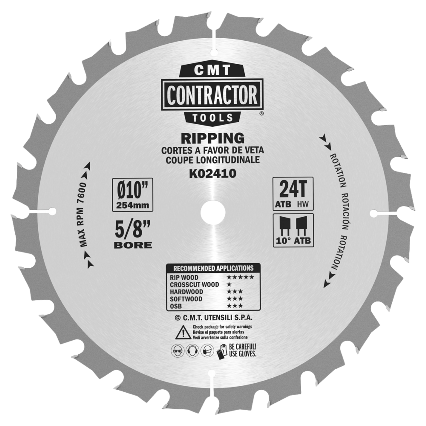 CMT Orange Tools 12" 24T Contractor Ripping Saw Blade