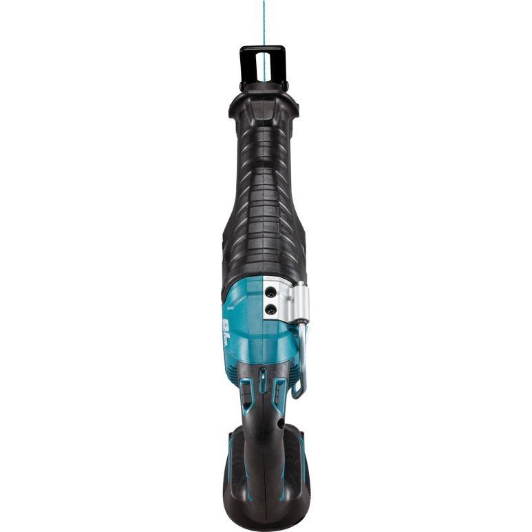 Cordless reciprocating saw with ergonomic grip and powerful motor, suitable for woodworking and home improvement tasks