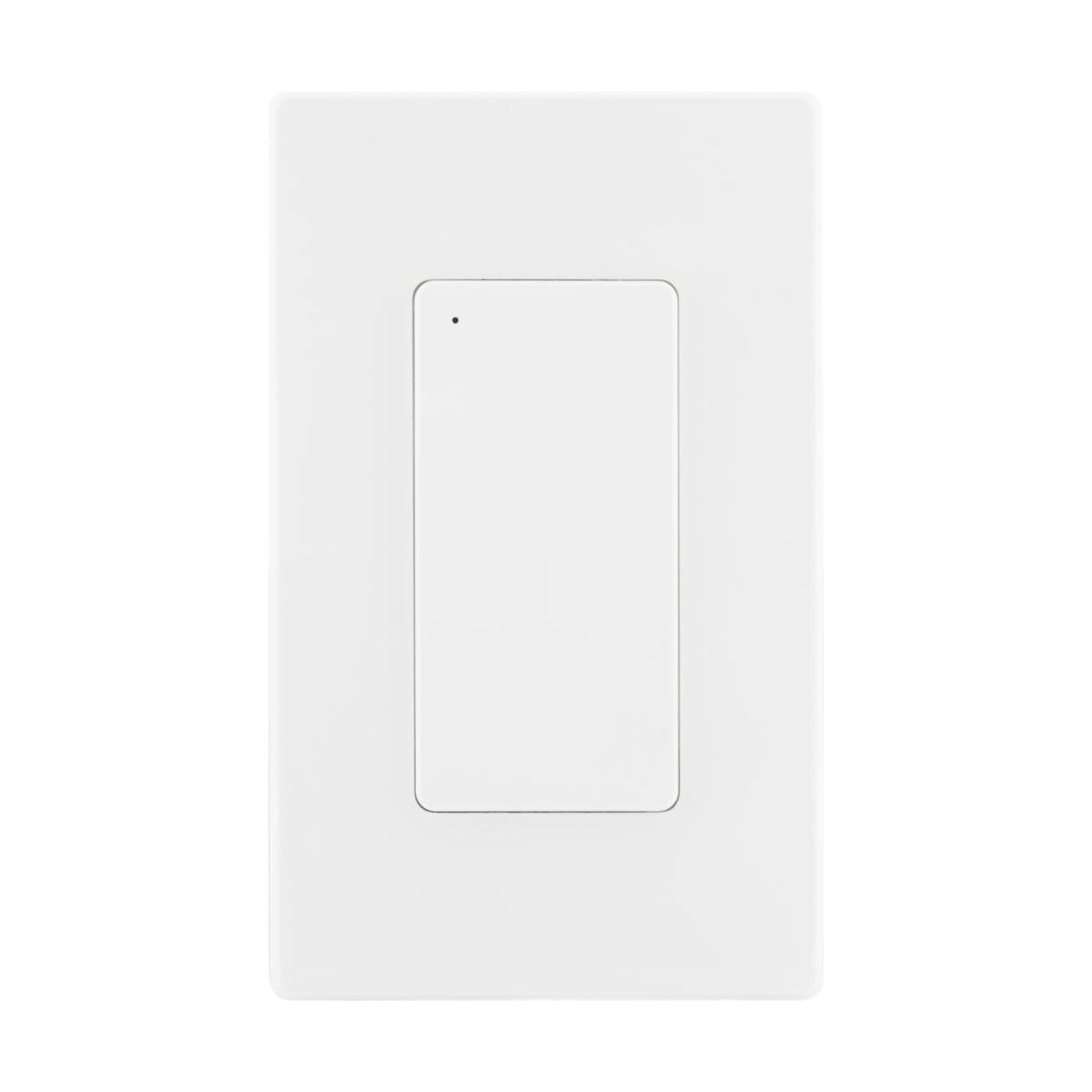 White smart on/off wall switch with minimalist design for home improvement and lighting control tasks