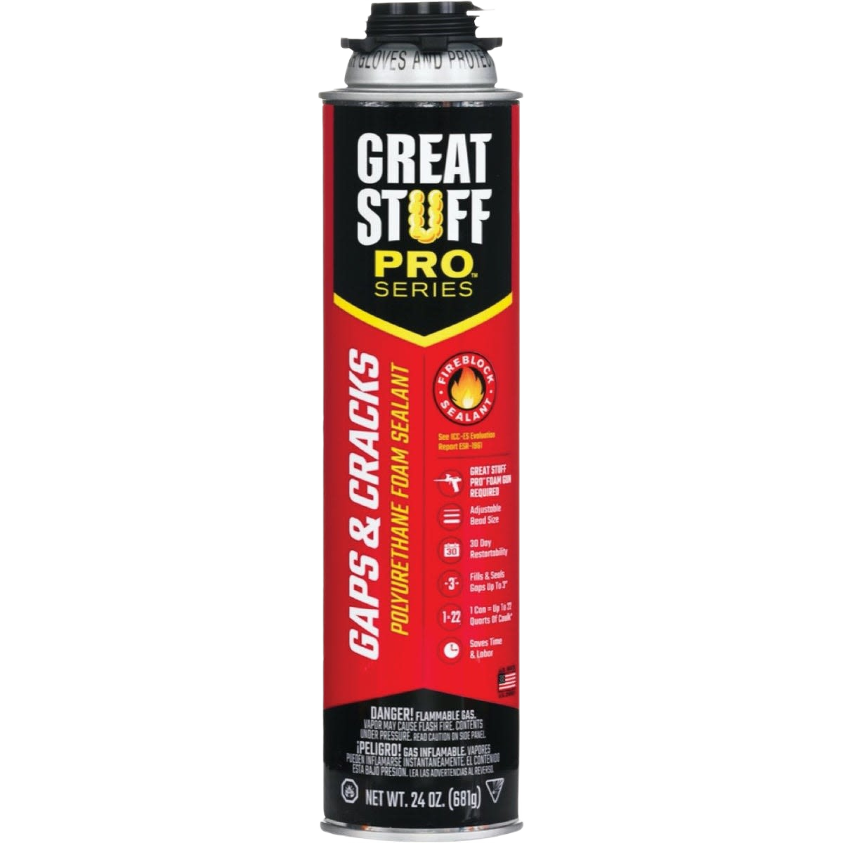 Red and black polyurethane foam sealant canister for sealing gaps and cracks in home improvement projects under $50 collection
