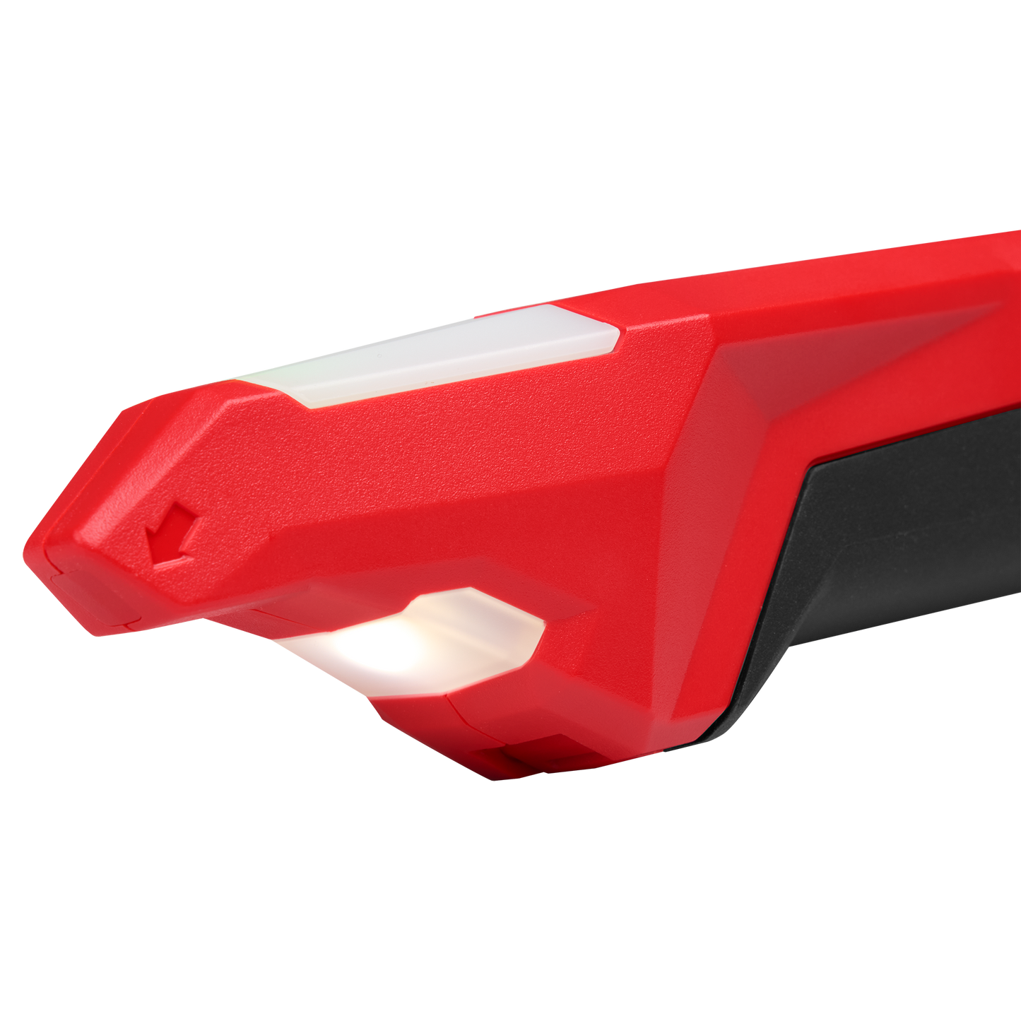Close-up of red and black Milwaukee circuit breaker finder with LED light for tools and home improvement use