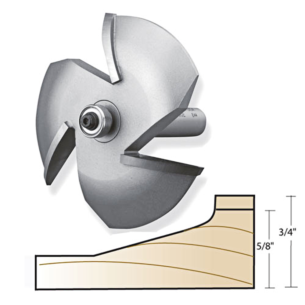 Carbide-tipped 3-wing router bit with 1/2 inch shank for raised panel woodworking in tool accessories collection