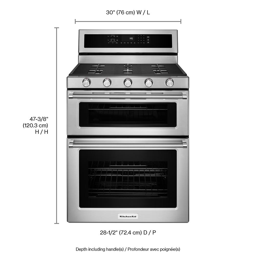 30-Inch 5 Burner Gas Double Oven Convection Range