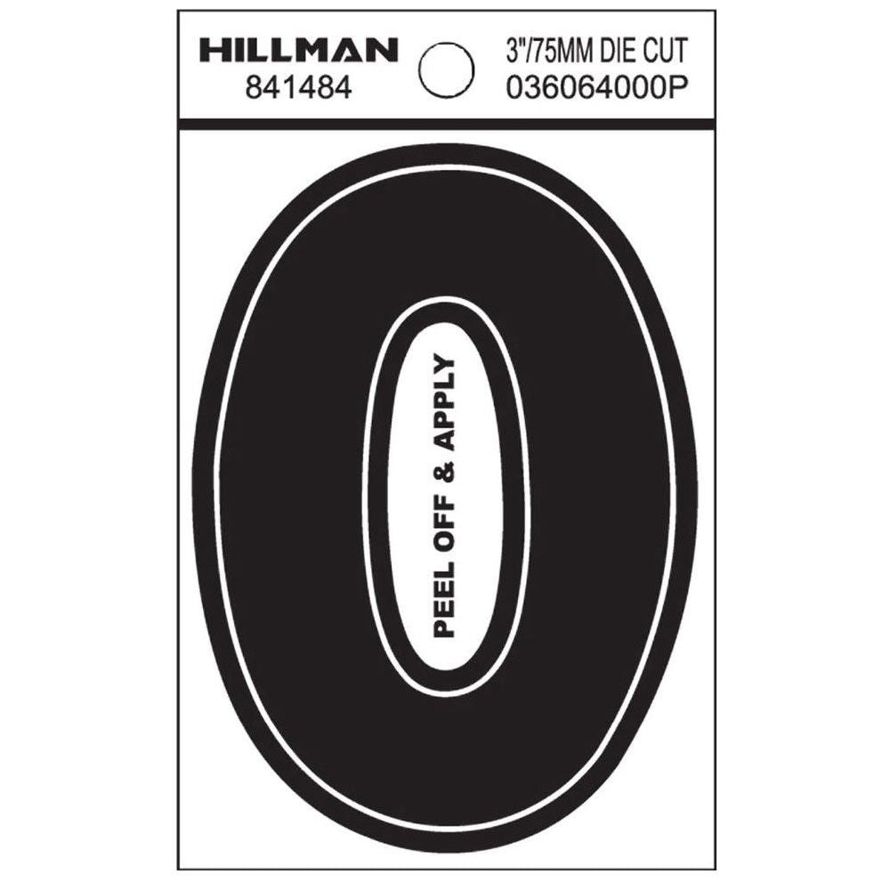 Black adhesive house number 0 with die cut design for easy application in home improvement projects