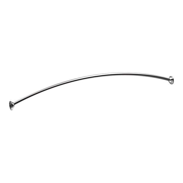 Polished chrome adjustable curved shower rod with mounting brackets for bathroom and home improvement use
