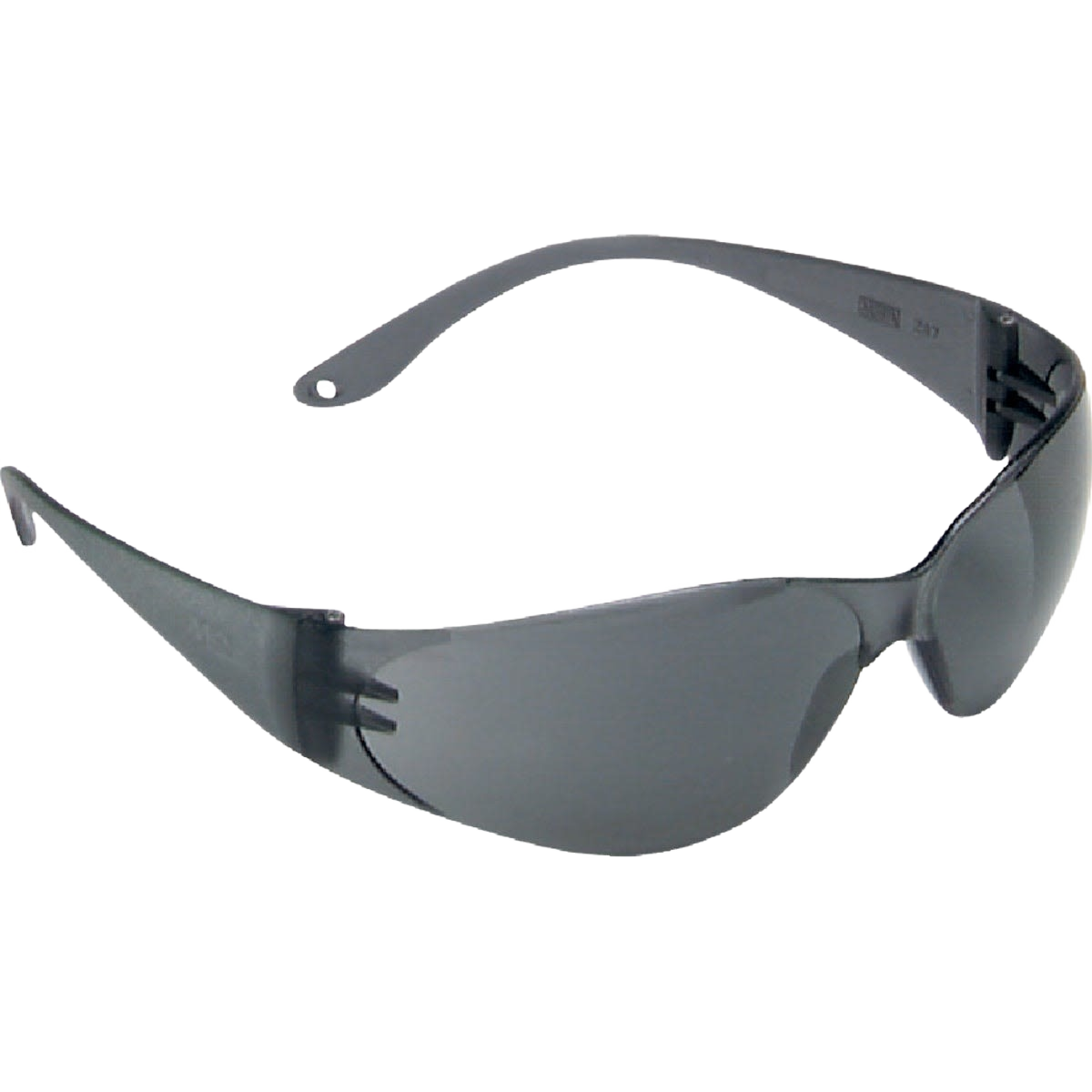 Close-fitting black frame safety glasses with gray anti-fog lenses, providing UV protection and ideal for safety and home improvement tasks.