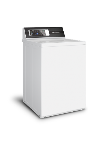 White 26-inch top load washer with digital control panel for efficient home laundry and improvement use