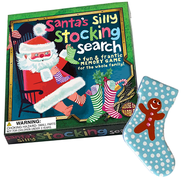 Christmas memory game box with colorful stockings and Santa illustration in Toys & Games collection under $50