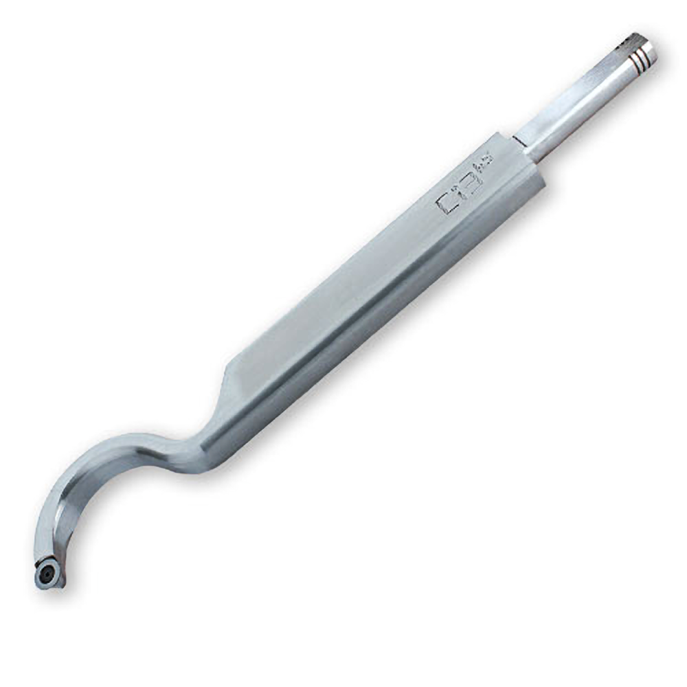 Metal woodturning hollowing tool with curved neck for precision wood carving in woodworking tools collection