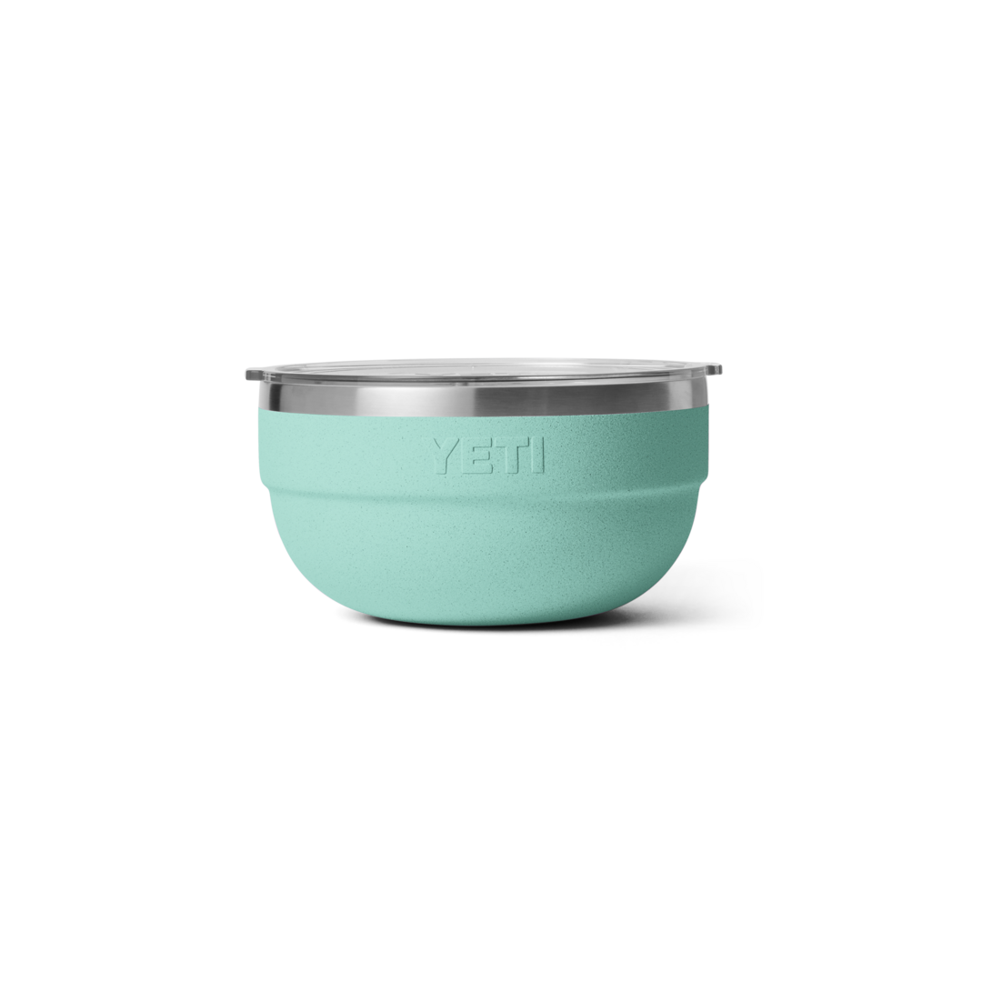 Medium insulated stainless steel bowl in light teal with silver rim for Dinnerware and Kitchen & Kitchenware collections