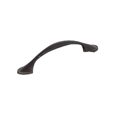 Curved oil-rubbed bronze cabinet pull with smooth finish designed for home improvement and hardware projects