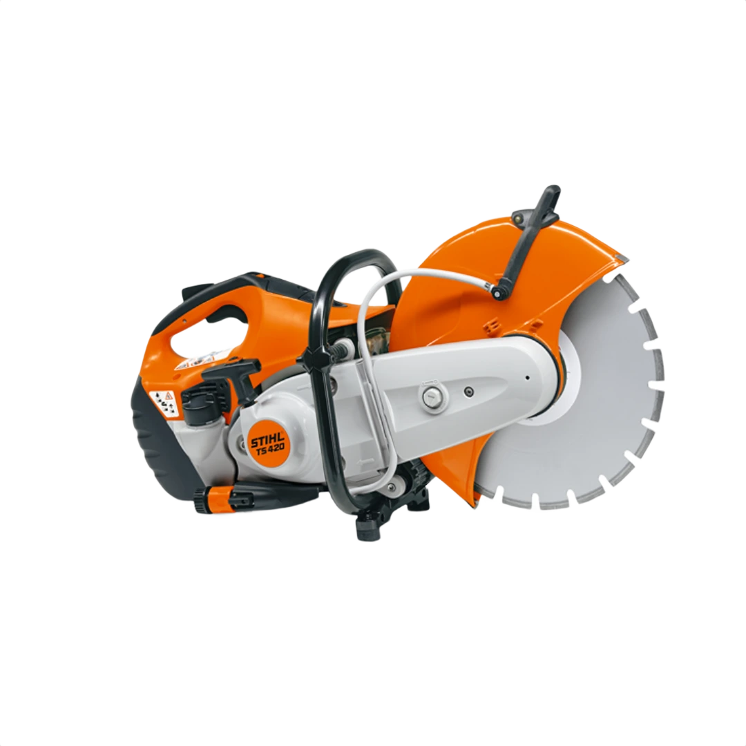 Orange and gray STIHL TS 420 Cutquick power cutter with large circular blade for tools and home improvement tasks