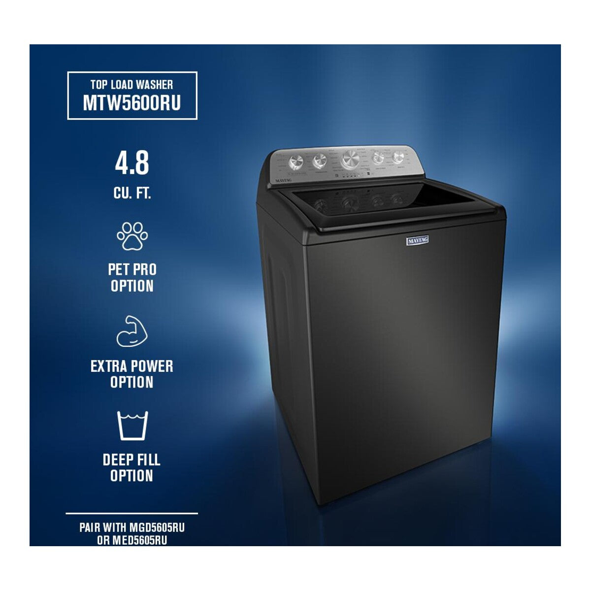 4.7 Cu Ft. Top Load Agitator Washer with Extra Power and Pet Pro Option