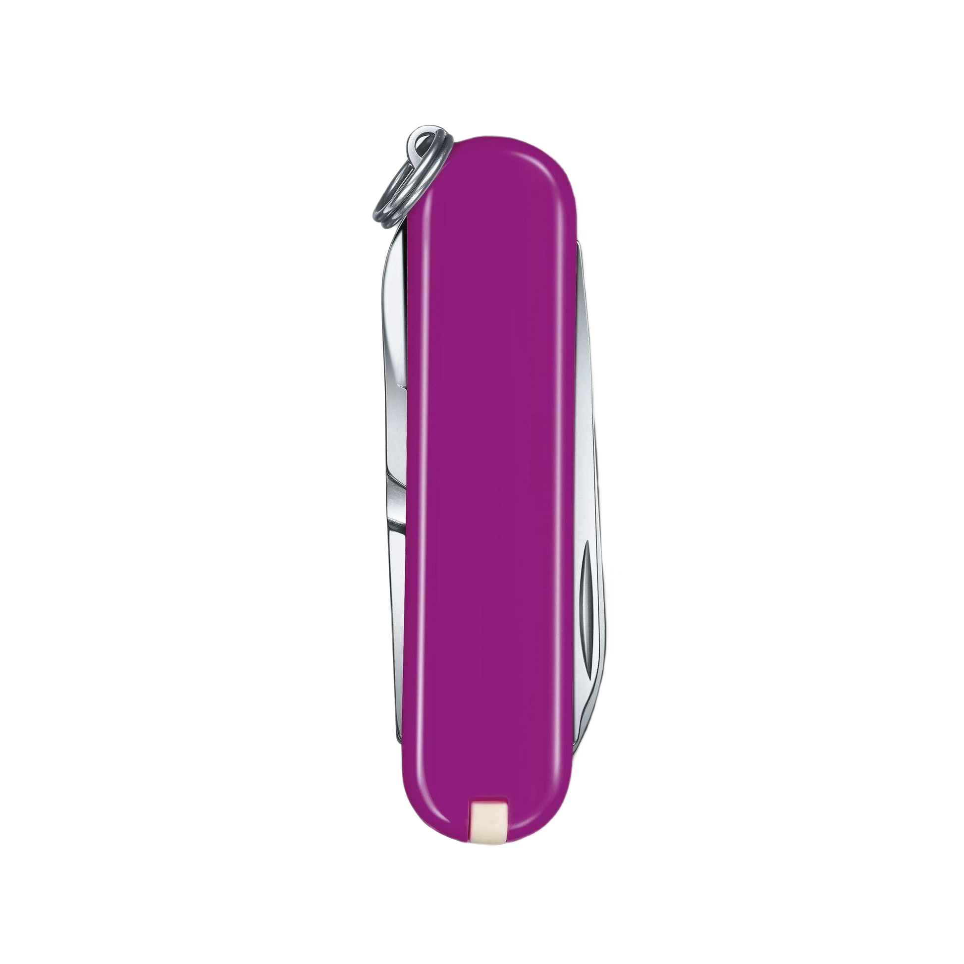 Compact purple multi-tool pocket knife with keyring, ideal for cutting, woodworking, and everyday hand tool needs under $50