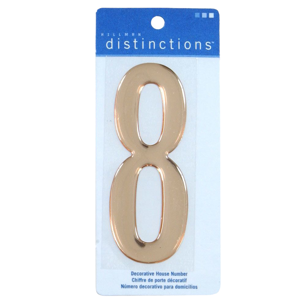 Hillman 4-In. Gold Decorative Self-Adhesive Domed House Number 8