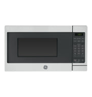Stainless steel countertop microwave with digital control panel, compact design for kitchen appliances and home improvement
