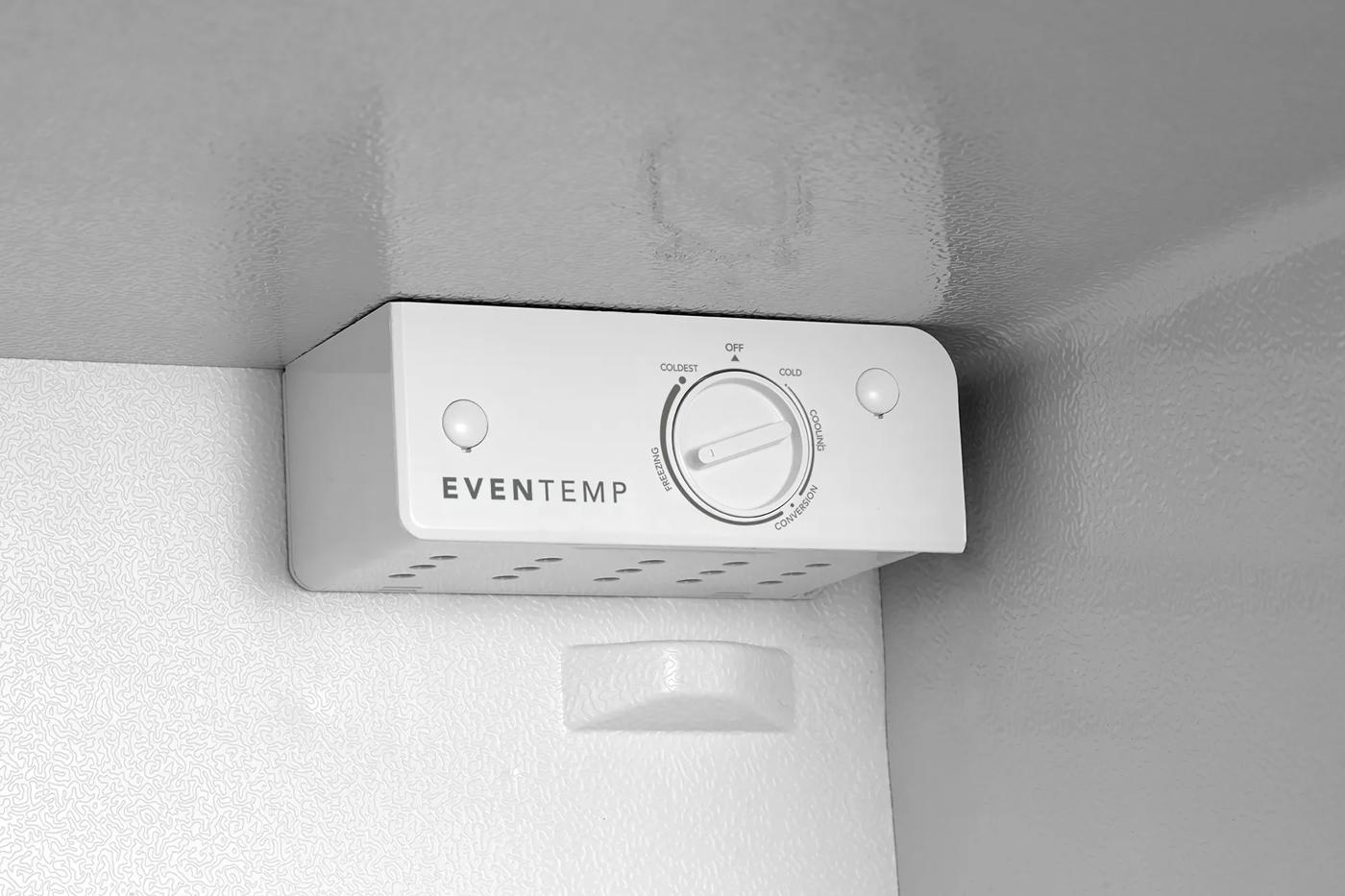 Close-up of a white temperature control dial labeled EVENTEMP inside a freezer, featured in Freezers & Ice Makers and Kitchen & Kitchenware collections.