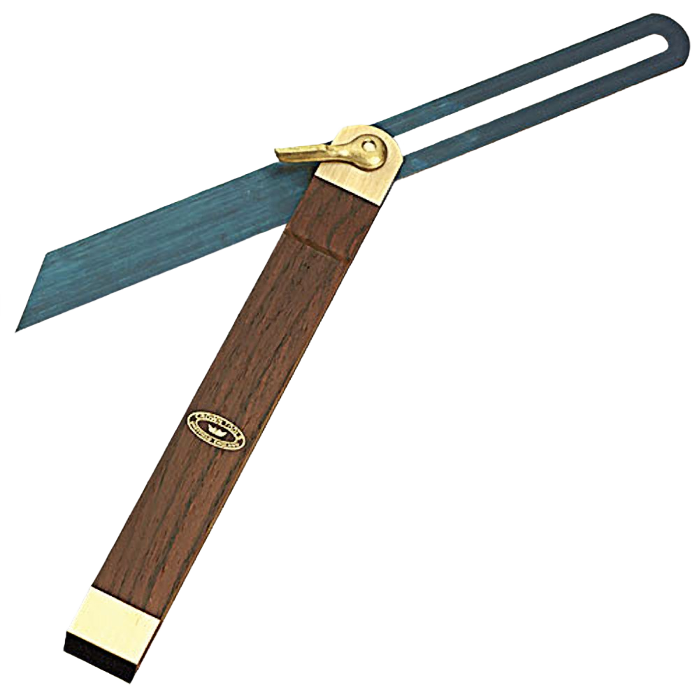 12-inch crown sliding bevel with wooden handle and brass accents for precise angle measurements in woodworking tools collections