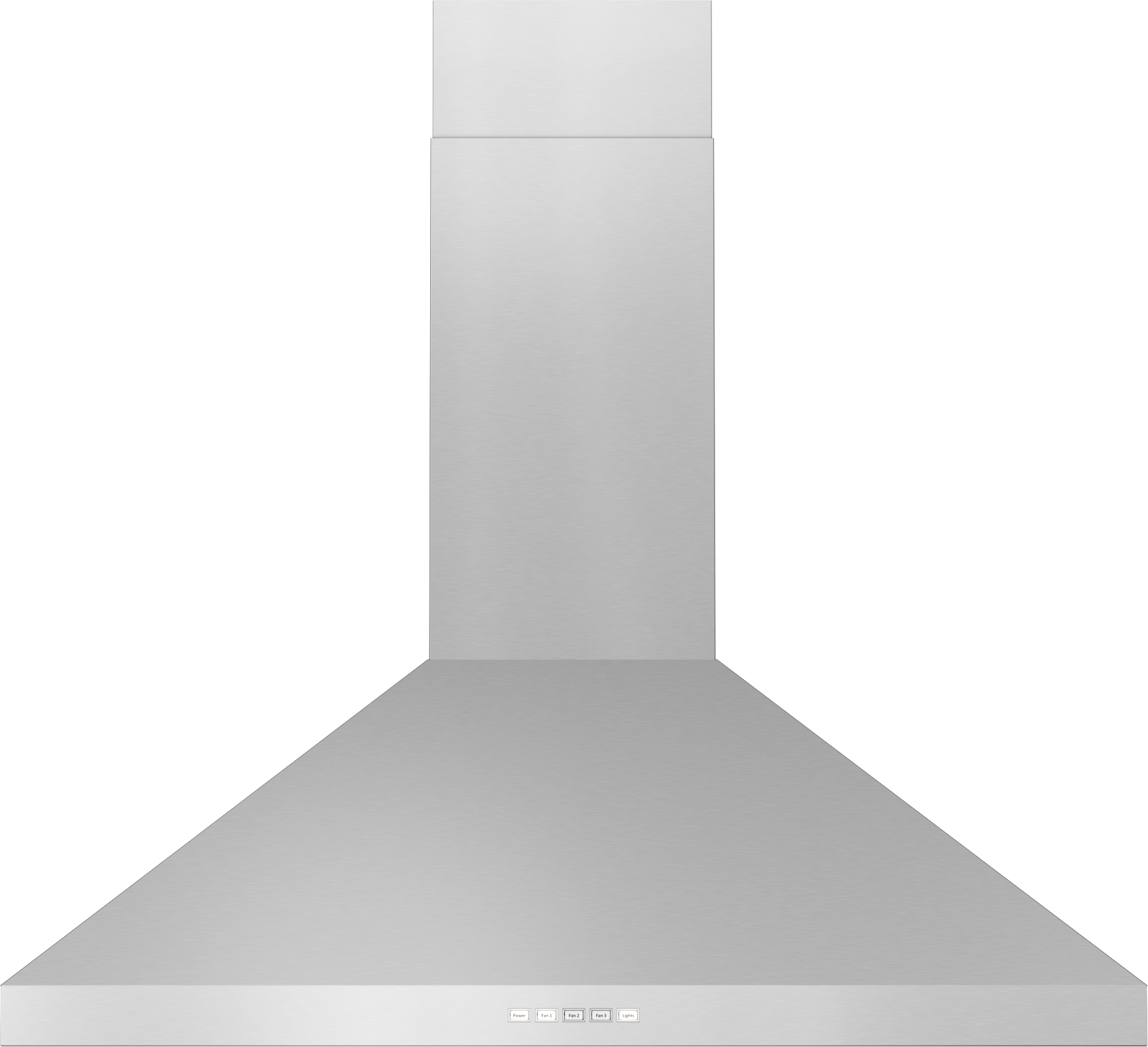 Stainless steel chimney wall hood with modern design and 600 CFM motor in Over the Range Hoods collection