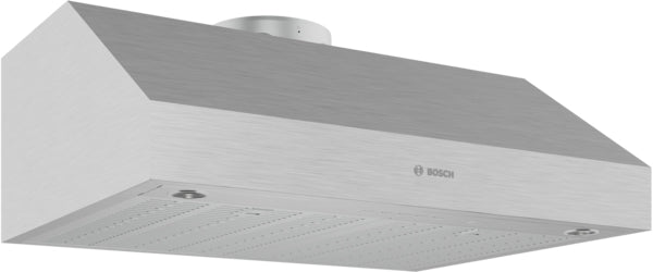 Bosch stainless steel undercabinet range hood with dishwasher-safe mesh filters for kitchen ventilation and home improvement