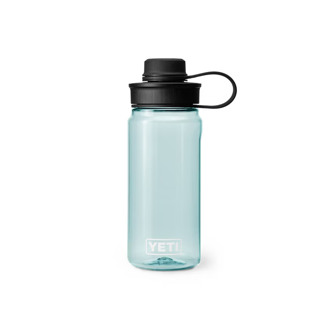 Light blue 600mL water bottle with durable black tether cap from drinkware and kitchenware collections